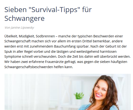 Abbildung 1: Sieben "Survival-Tipps" für Schwangere Quelle: http://www.netdoktor.de/schwangerschaft/sieben-survival-tipps-fuer-schwangere/