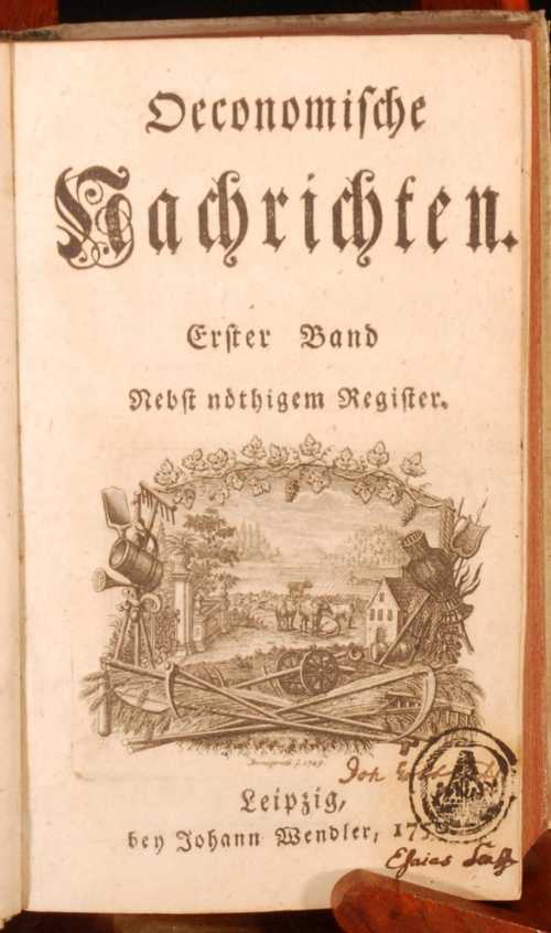 Titelblatt der Oeconomischen Nachrichten aus dem Jahr 1750 Quelle: RookeBooks